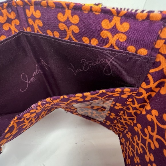 Vera Bradley Safari Sunset Quilted Cotton Trifold Wallet Purple Orange - Picture 5 of 9